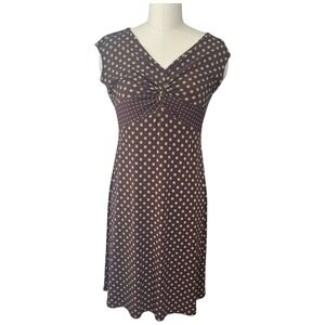 Vintage Jessica‎ Howard Brown & Green Polka Dot Petite 8P Dress Y2K Cottagecore